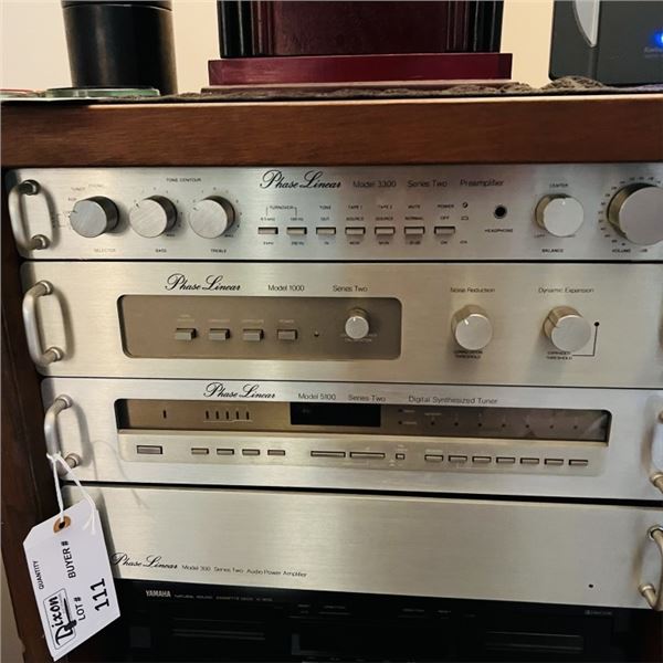 CUSTOM WOOD AUDIO RACK WITH PHASE LINEAR STEREO