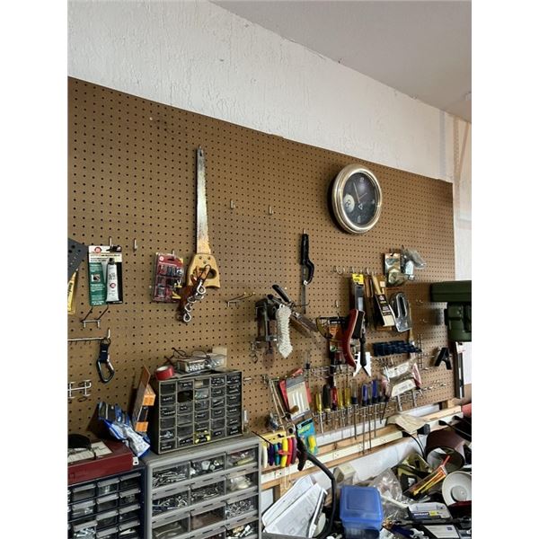 ASSORTED HANGING ON PEG BOARD (MAY BE BOXED)