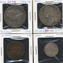 Lot of four England Coins