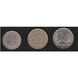 Lot of three foreign coins