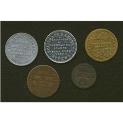 Lot of Five Pritchard & Andrews, Ottawa Tokens