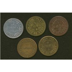 Lot of Five C.M.B.A. Tokens