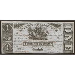 District of Welington - Guelph Five Shillings UNC