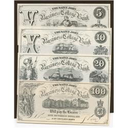 Saint John Business College Bank - $5, $10, $20, $100 UNC