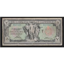 1917 Canadian Bank of Commerce $5