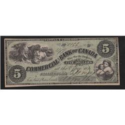 1861 Commercial Branch Bank of Canada $5