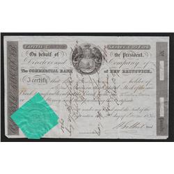 1839 Commercial Bank of New Brunswick Share Certificate