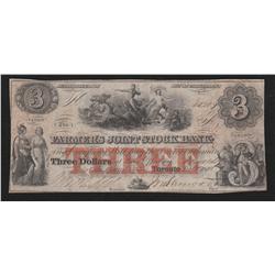 1849 Farmer's Joint Stock Bank $3