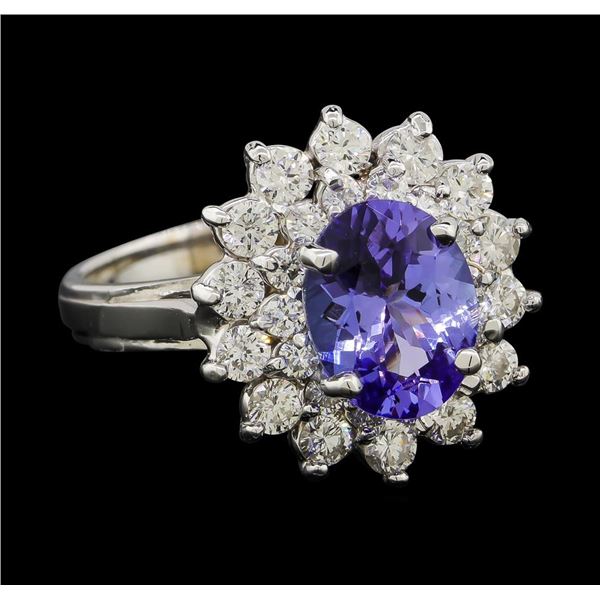 2.17 ctw Tanzanite and Diamond Ring - 14KT White Gold