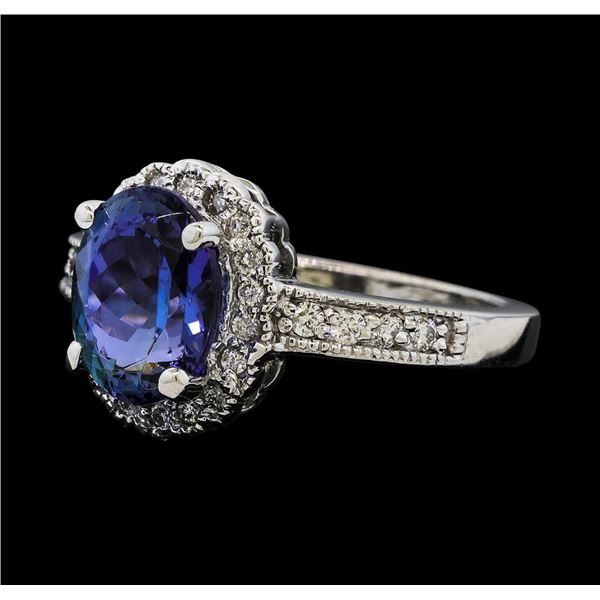 2.65 ctw Tanzanite and Diamond Ring - 14KT White Gold