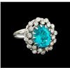 Image 1 : 4.08 ctw Apatite and Diamond Ring - 14KT White Gold