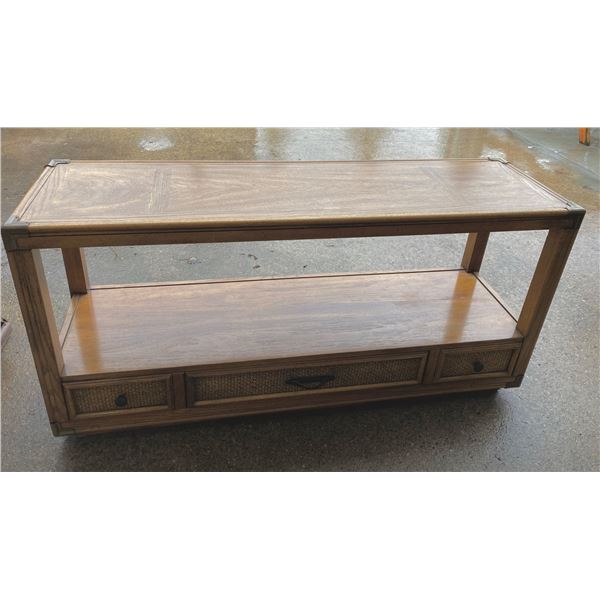 MID CENTURY SOFA TABLE WITH STORAGE DRAWERS