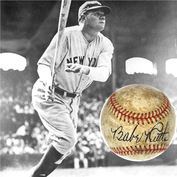 Babe Ruth Signed Red Stitched Reach Baseball