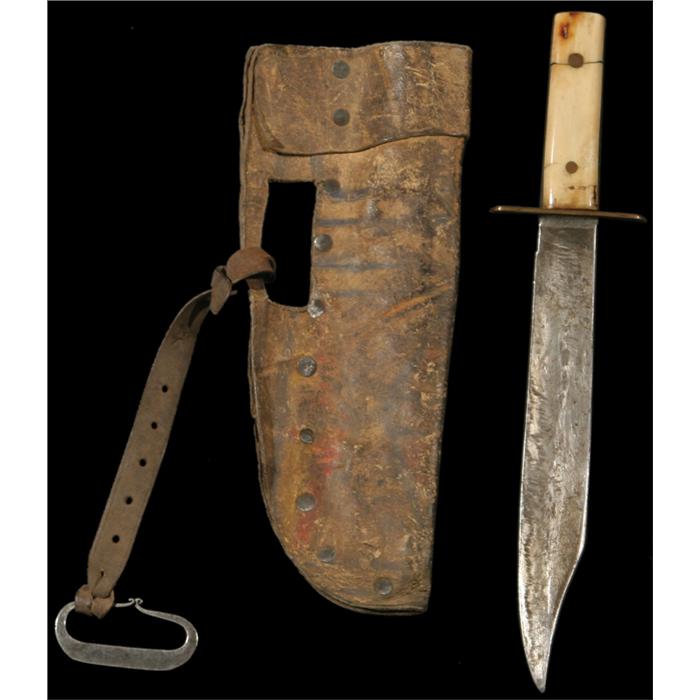 Blackfeet Bowie Knife and Scabbard, 19th Century