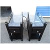 Image 1 : 2X THE BID - Night stand end tables with glass top with USB port + plugins - 12.5x22x24T