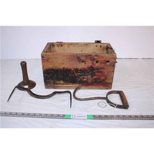 Old Tractor Tool Box,Hay Bale,Hog Scraper