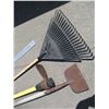 Image 2 : (3) garden tools, ice pick, rake, pick