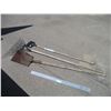 Image 1 : (3) garden tools - shovel, ice pick, rake