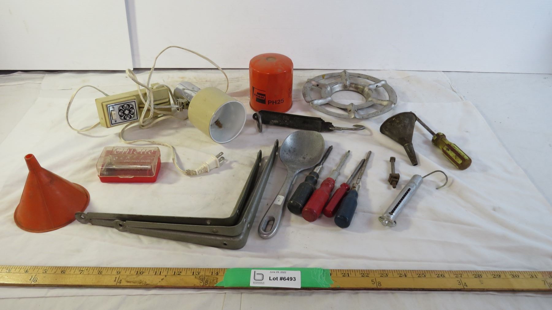 (2) Fish weighing hooks and gillette rocket razor