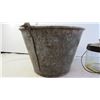 Image 2 : Vintage Gas stove fuel bottle and old fire brigade bucket