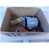 Image 1 : Box of misc. Items kettle, doorbell,ladelsand spoons