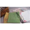 Image 3 : Gathering basket with assorted vintage linens