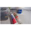 Image 3 : Bin of Misc Tools, Drywall Compound and Silicone
