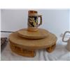 Image 3 : Wooden Lazy Susan and Old vienna cup with ceramic ashtray