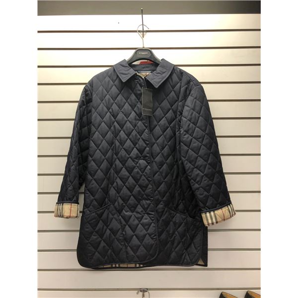 "Burberry" - Diamond Quilted Navy 2 Pocket Jacket - Women - Size M - Brand New w/tag - Retails: $550