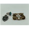Image 1 : Group of 3 Sterling Silver Badges & 1 Sterling Silver Ring w/stone - Stamped Sterling