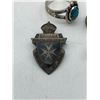 Image 2 : Group of 3 Sterling Silver Badges & 1 Sterling Silver Ring w/stone - Stamped Sterling