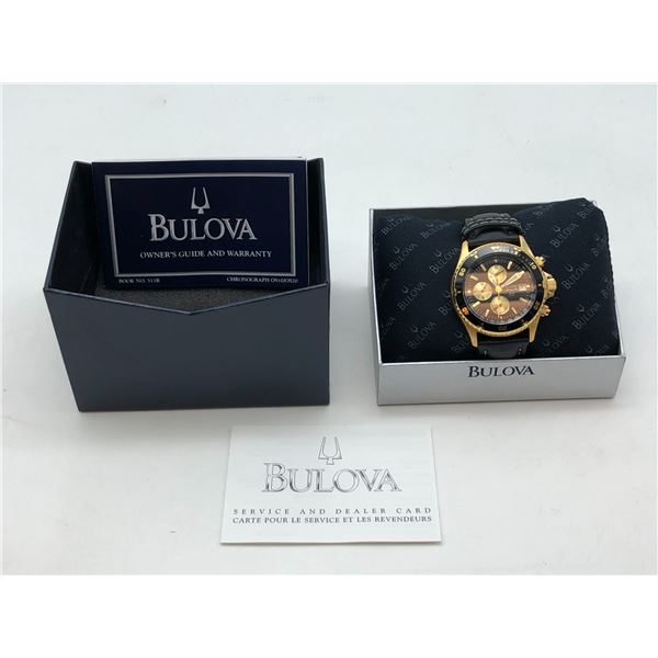 "Bulova" - 2 Tone Chronograph w/leather strap - Model no. OS10/OS20 - Brand New in Box