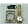 Image 1 : Group of 2 Gold Tone Elastic Chain Watches - Includes "Citizen" Men's watch & "Gruen - Precision" Wo