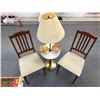 Image 1 : Group of 3 Antique furniture & Marble Decor - including brass base marble lamp(Approx. 53" H)/2 chai