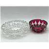 Image 2 : Group of 6 Glassware & Marble Coasters - includes 3 Ashtrays/ 2 large wine glass & glass box w/lid