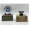 Image 2 : Group of 6 Asian Decorative - includes 3 Asian Figurines/ 1 Silk Kitten Embroidery in glass w/wood s