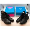 Image 1 : "John Fluevog" - Group of 2 Black Boots w/dust bag & box from the Superhero show - Sizes: M11/W13 & 