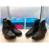 Image 2 : "John Fluevog" - Group of 2 Black Boots w/dust bag & box from the Superhero show - Sizes: M11/W13 & 