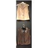 Group of 2 Fur inlaid Leather Women's vest - includes LL Bean light brown leather vest (Size: M) & Z