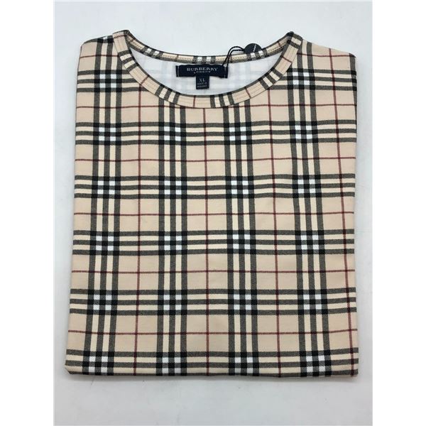 "Burberry" - Crew neck checkered women's half sleeve t-shirt - Size: XL - Brand New w/tag