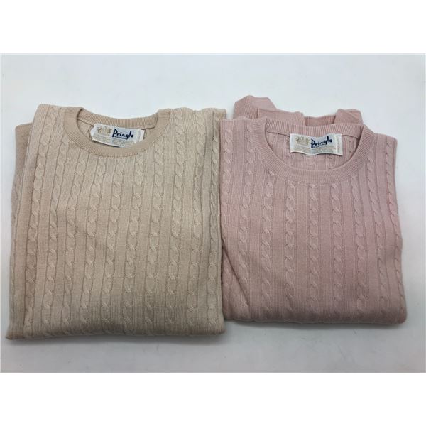 "Pringle of Scotland" - Group of 2 100% Lambswool crew neck women's sweaters - Size: L ?