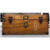 Image 2 : Large Vintage wooden chest w/contents - includes sweaters/coats etc. - approx. 34in x 20in