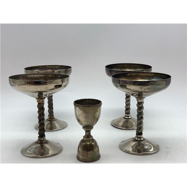 Group of 4 Silver Plated Wine Goblets