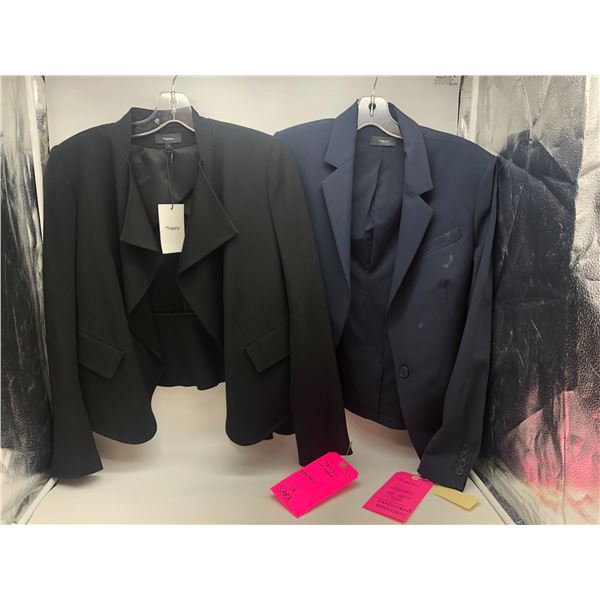  Theory  - Group of 2 women's blazers/jackets - includes black Kensington Peplum jacket(size: 2/bran