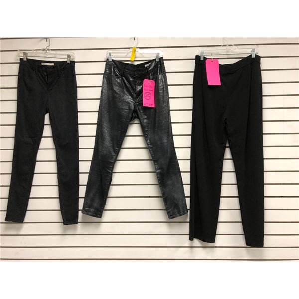 Group of 3 women's black pants - includes  Eileen Fisher  pants/ Frame  denim pants w/print &  720 