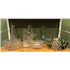 Image 1 : Shelf lot of glassware - includes "Val S'Lambert" large glass décor
