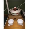Image 3 : Large group of Kitchenware - includes 3 sets of tea cups/wooden serving dish & rice serving dish