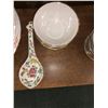 Image 4 : Vintage signed floral dinner set - includes serving bowl/serving tray & soup bowls