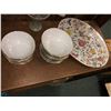 Image 6 : Vintage signed floral dinner set - includes serving bowl/serving tray & soup bowls