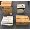 Image 1 : Group of 4 misc. electronics - includes Panasonic Fax machine/Staples shredder - model no. SPL-NMC10